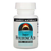 Гиалуроновая кислота Source Naturals, Injuv, гиалуроновая кислота, 70 мг, 60 мягких желатиновых капсул -