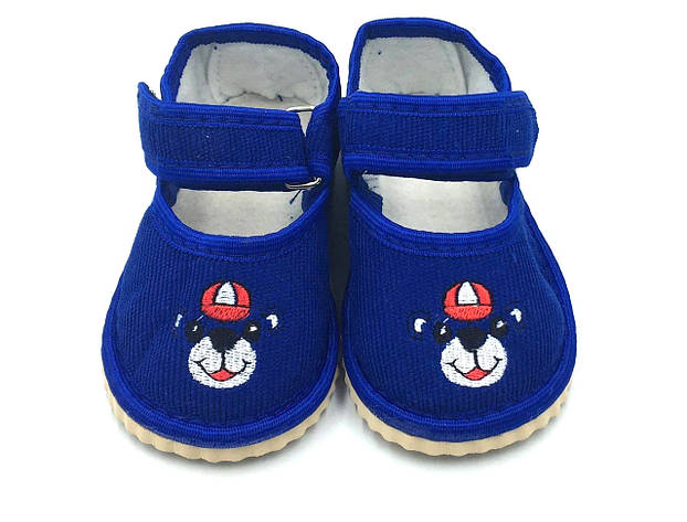 Дитячі пінетки для садка, чап чап ведмедик у кепці на липучці 20-27рр, фото 1