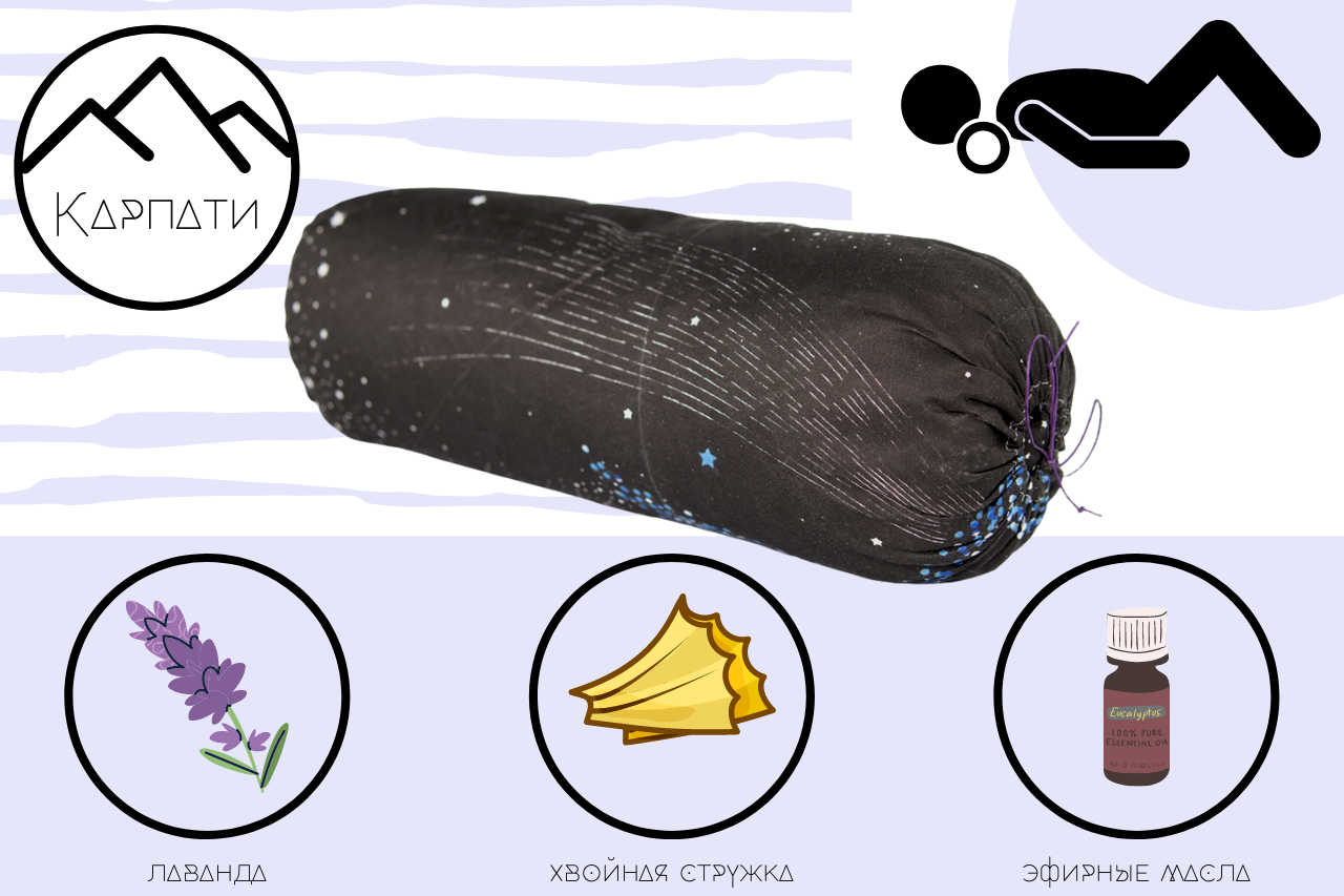 Валик для шиї та спини масажний з лавандою 25*7 см - фото 1 - id-p1583960756