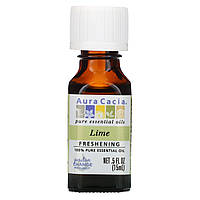 Эфирное масло Aura Cacia, 100%-ное чистое эфирное масло, лайм, 0,5 ж. унц. (15 мл) - Оригинал