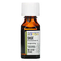 Эфирное масло Aura Cacia, Pure Essential Oil, Sage, .5 fl oz (15 ml) - Оригинал