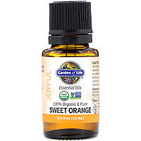 Эфирное масло Garden of Life, 100% Organic & Pure, Essential Oils, Joyful, Sweet Orange, 0.5 fl oz (15 ml) -