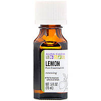 Эфирное масло Aura Cacia, Pure Essential Oil, Lemon, .5 fl oz (15 ml) - Оригинал