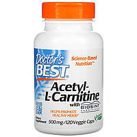 Ацетил L-карнитин Doctor's Best, Acetyl-L-Carnitine with Biosint Carnitines, 500 mg, 120 Veggie Caps -