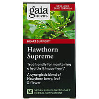Боярышник Gaia Herbs, Hawthorn Supreme, 60 растительных капсул с жидкостью - Оригинал
