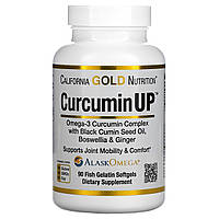 Препарат с куркумой California Gold Nutrition, CurcuminUP, комплекс куркумина и омега-3, помощь при