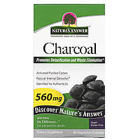 Древесный уголь Nature's Answer, Charcoal, Activated Purified Carbon, 560 mg, 90 Vegetable Capsules - Оригинал