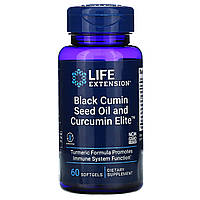 Препарат с куркумой Life Extension, Black Cumin Seed Oil and Curcumin Elite Turmeric Extract, 60 Softgels -