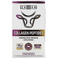 Коллаген Zhou Nutrition, Collagen Peptides, Hydrolyzed Protein, Unflavored, 15 Stix, 0.39 oz (11 g) Each -