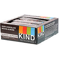 Батончики для перекусу KIND Bars, Nuts & Spices, Dark Chocolate Mocha Almond, 12 Bars, 1.4 oz (40 g) Each, оригінал. Доставка від