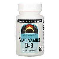 B3 Ниацин Source Naturals, Никотинамид B-3, 100 мг, 250 таблеток - Оригинал