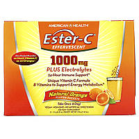 Эстер-С American Health, Ester-C Effervescent, Natural Orange Flavor, 1,000 mg, 21 Packets, 0.35 oz (10 g)