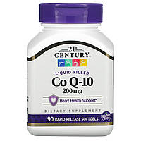 Коэнзим Q10 21st Century, Жидкий коэнзим Q-10, 200 мг, 90 мягких таблеток - Оригинал