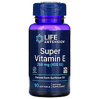 Витамин E Life Extension, Супер витамин Е, 400 МЕ, 90 гелевых капсул - Оригинал