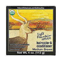 Хна Light Mountain, Natural Hair Color & Conditioner, Medium Brown, 4 oz (113 g), оригінал. Доставка від 14 днів