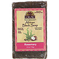 Черное мыло Okay, African Black Soap, Rosemary, 5.5 oz (156 g) - Оригинал
