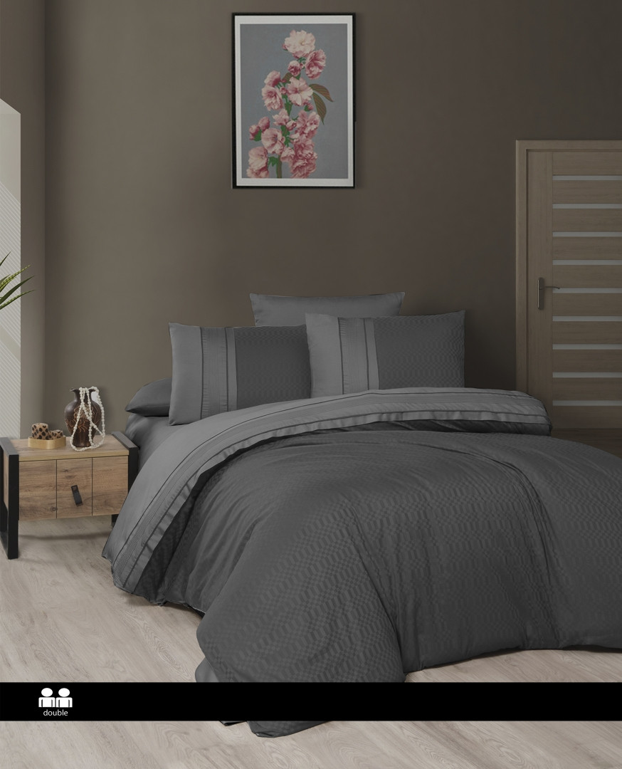 Турецьке Постільна Білизна First Choice Deluxe Satin Chakers Duet Smoke & Anthracite