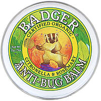 Репеллент от насекомых Badger Company, Бальзам для защиты от насекомых с цитронеллой и розмарином, 21 г (0,75