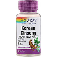 Женьшень Solaray, Экстракт корня корейского женьшеня, 535 мг, 60 растительных капсул - Оригинал