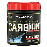 Углеводный порошок ALLMAX Nutrition, CARBion+ with Electrolytes + Hydration, Gluten-Free + Vegan Certified, Углеводный порошок ALLMAX Nutrition, CARBion+ с электролитами + гидратация, без глютена, сертифицированный веганский продукт, со вкусом Blue Bomb P