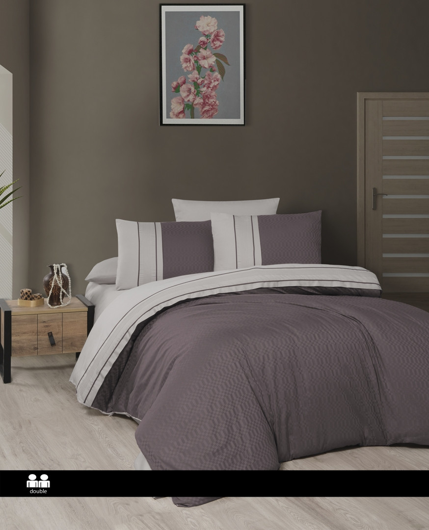 Турецьке Постільна Білизна First Choice Deluxe Satin Chakers Duet Lilac & Beige