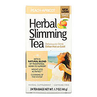 Лечебные чаи 21st Century, Herbal Slimming Tea, All Natural, Caffeine Free, 24 Tea Bags, 1.7 oz (48 g) - Фруктовые чаи, Фруктовый чай 21st Century, Травяной чай для похудения, Персик-абрикос, без кофеина, 24 пакетика, 1,6 унции (45 г), Фруктовый чай 21st