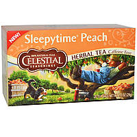 Фруктовий чай Celestial Seasonings, Herbal Tea, Sleepytime Peach, Caffeine Free, 20 Tea Bags, 1.1 oz (30 g), оригінал. Доставка