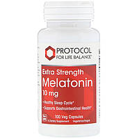 Мелатонин Protocol for Life Balance, Melatonin, Extra Strength, 10 mg, 100 Veg Capsules - Оригинал