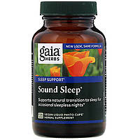 Снотворное Gaia Herbs, Sound Sleep, средство для здорового сна, 120 веганских капсул Phyto-Cap с жидкостью -