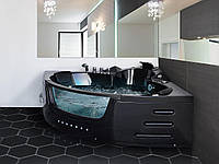 Угловая ванна Whirlpool со светодиодной подсветкой 1440 x 1440 мм Черная MARTINICA