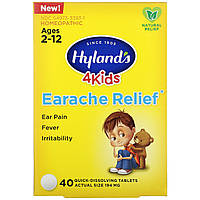 Ушные капли Hyland's, 4 Kids, Earache Relief, Ages 2-12, 40 Quick-Dissolving Tablets - Оригинал