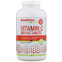 Аскорбиновая кислота NutriBiotic, Immunity, витамин C, 1000 мг, 500 веганских таблеток - Оригинал