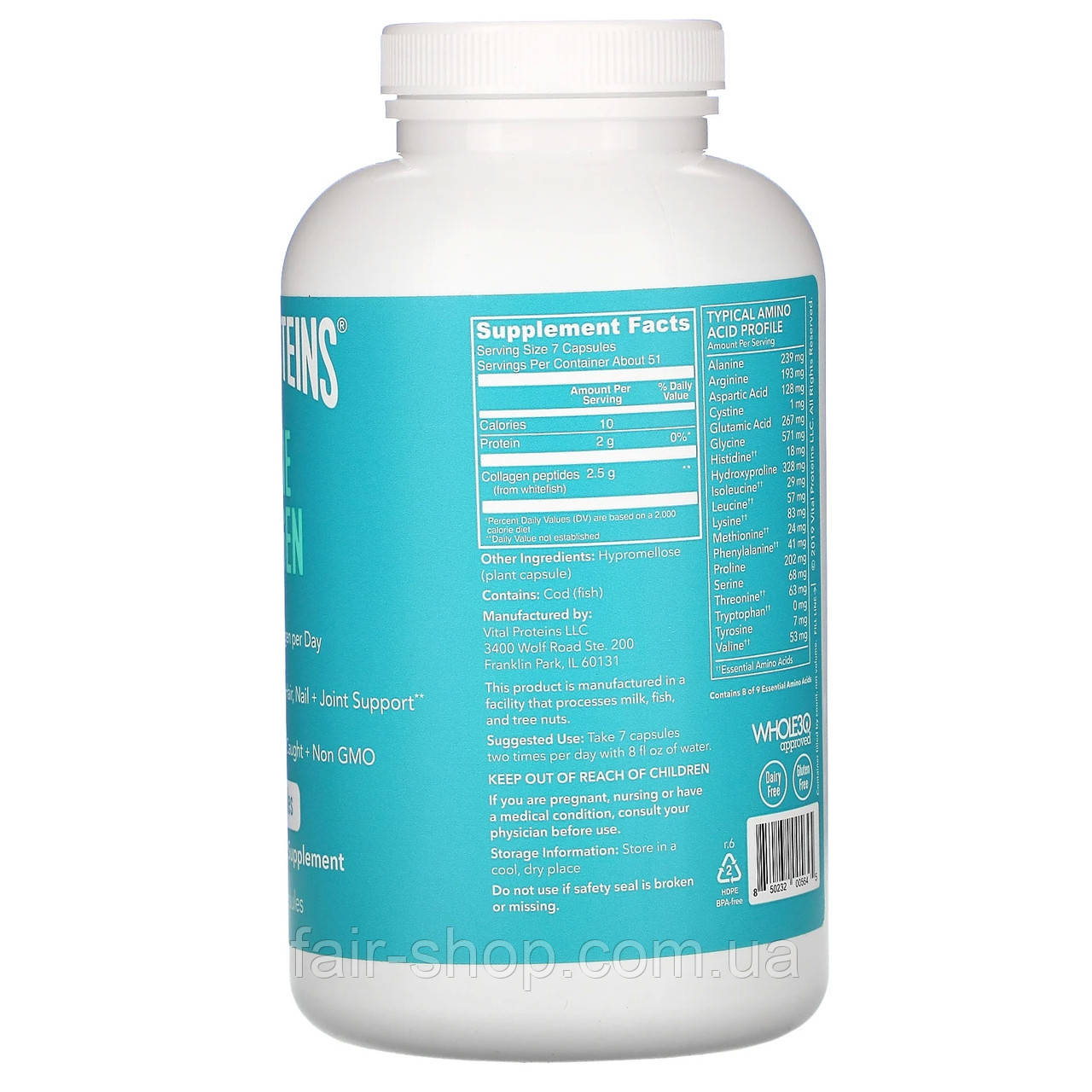 Купить Коллаген Vital Proteins, Морской коллаген из дикой рыбы, 450 мг ...