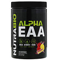 NutraBio Labs, Alpha EAA, незаменимые альфа-аминокислоты, клубника и лимон, 458 г (1 фунт) - Оригинал