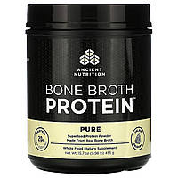 Костный бульон Dr. Axe / Ancient Nutrition, Bone Broth Protein, Pure, .98 lb (445 g) - Оригинал