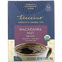 Лікувальні чаї Teeccino, Prebiotic Herbal Tea, Macadamia Nut, Caffeine Free, 10 Tea Bags, 2.12 oz (60 g), оригінал. Доставка від