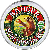 Формула облегчения боли Badger Company, Крем от боли в мышцах, кайенский перец и имбирь, 21 г (0,75 унции) -