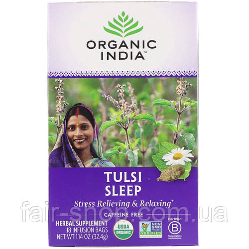 Купить Травяной чай Organic India, Чай с тулси для сна, без кофеина, 18 ...