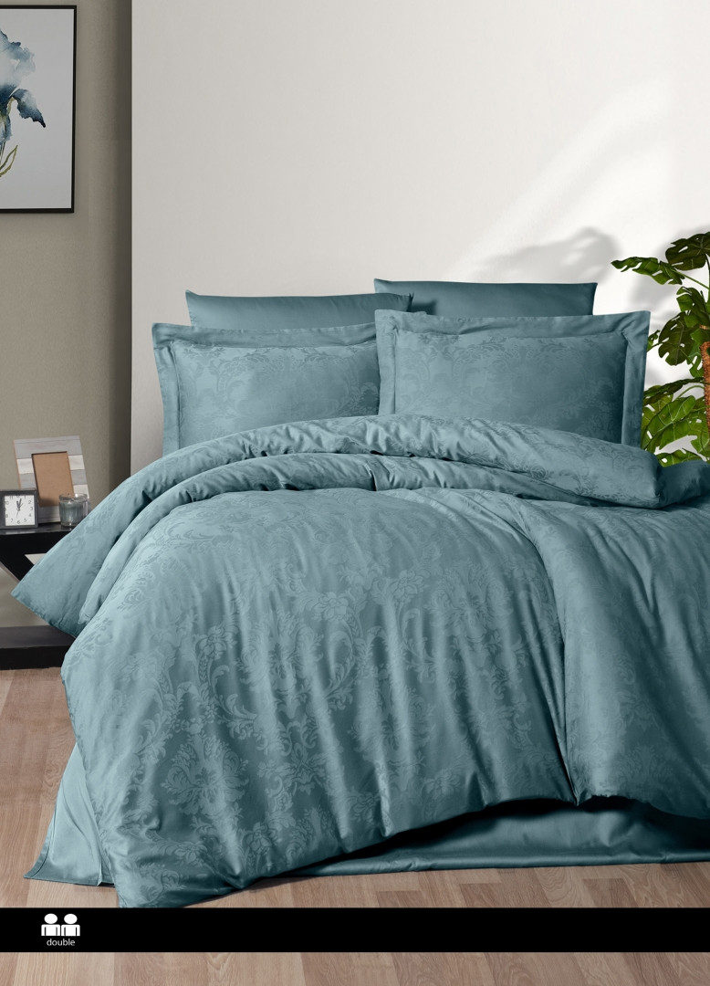 Турецьке Постільна Білизна First Choice Jacquard Satin Regina Blue Stone