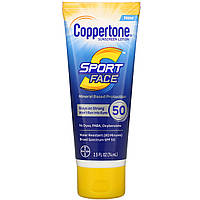 Сонцезахисний засіб для тіла Coppertone, Sport Face, Sunscreen Lotion, SPF 50, 2.5 fl oz (74 ml) (Discontinued Item), оригінал.