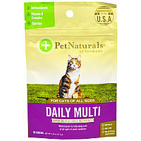 Витамины для кошек Pet Naturals of Vermont, Ежедневный мультивитамин, для кошек, 30 жевательных таблеток, 1.32