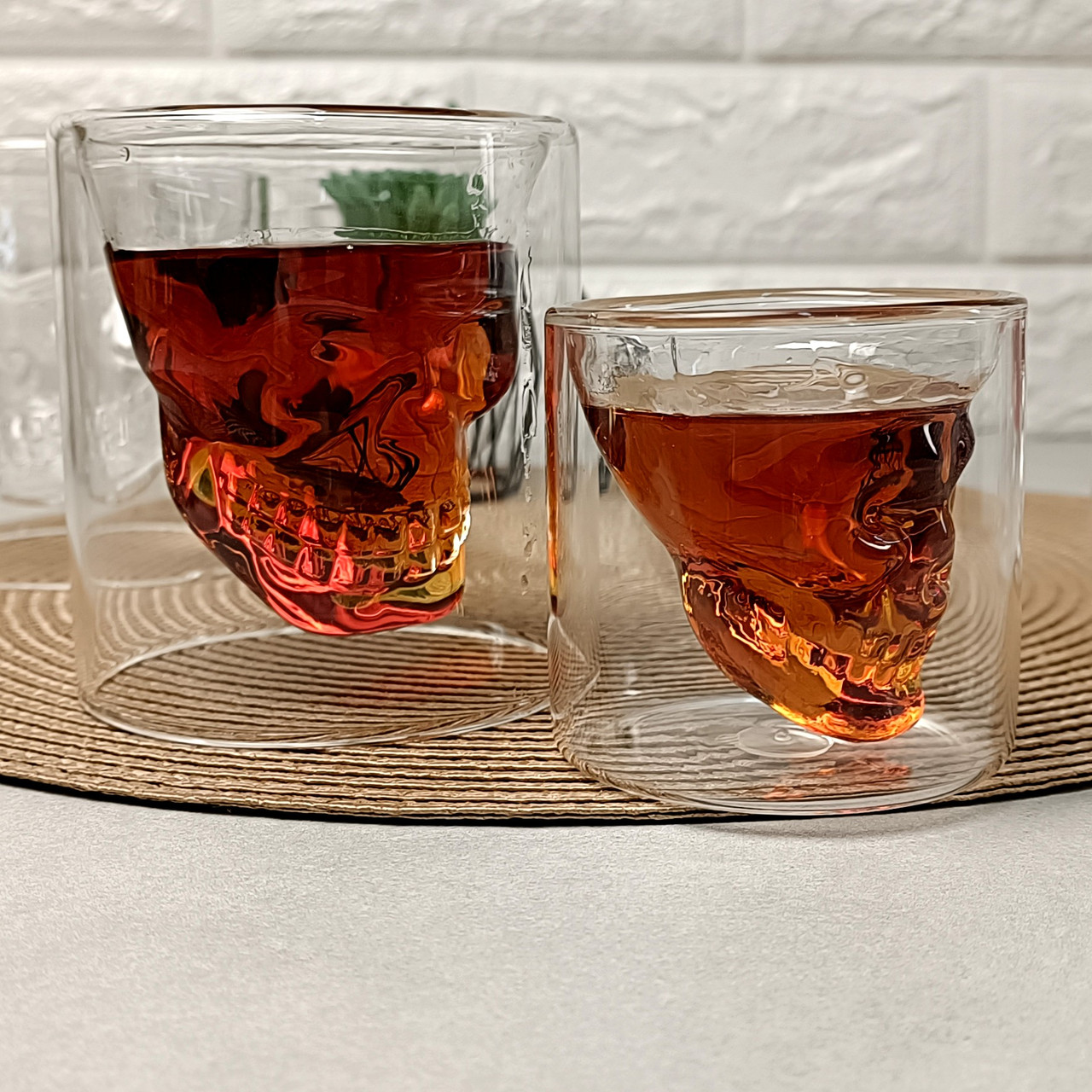 Стакан з боросилікатного скла Череп 200 мл з подвійними стінками, фото 1