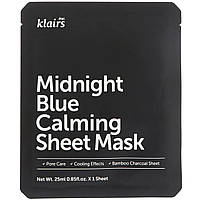 Маска против акне и пятен Dear, Klairs, Midnight Blue Calming Sheet Mask, 1 Sheet, 0.85 fl oz (25 ml) -