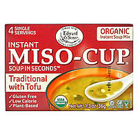 Мисо суп Edward & Sons, Органический мисо-суп, традиционный суп с тофу 4 пакетика по 1 порции, 9 г каждый -