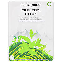 Маска против акне и пятен BioRepublic Skincare, Green Tea Detox, Purifying Fiber Mask, 1 Sheet, 0.63 oz (18