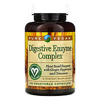 Пищеварительный ферментный препарат Pure Vegan, Комплекс пищеварительных коферментов, 90 растительных капсул -