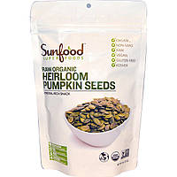 Насіння гарбуза Sunfood, Superfoods, Raw Organic Heirloom Pumpkin Seeds, 8 oz (227 g), оригінал. Доставка від 14 днів