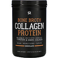 Коллаген Sports Research, Bone Broth Collagen Protein, Chocolate, 1.06 lb (480 g) - Оригинал