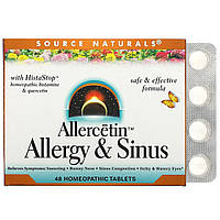 Гомеопатический препарат Source Naturals, Allercetin, Allergy Sinus, 48 натуральных таблеток - Оригинал
