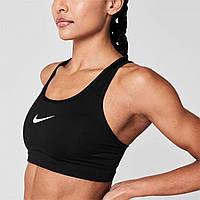Топ Nike Swoosh Women's Medium-Support 1-Piece Pad Sports BLACK/WHITE - Оригинал